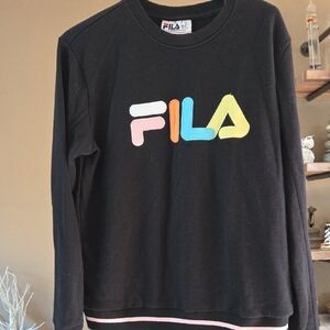 Fila Black Sweatshirt with Multicolor Logo